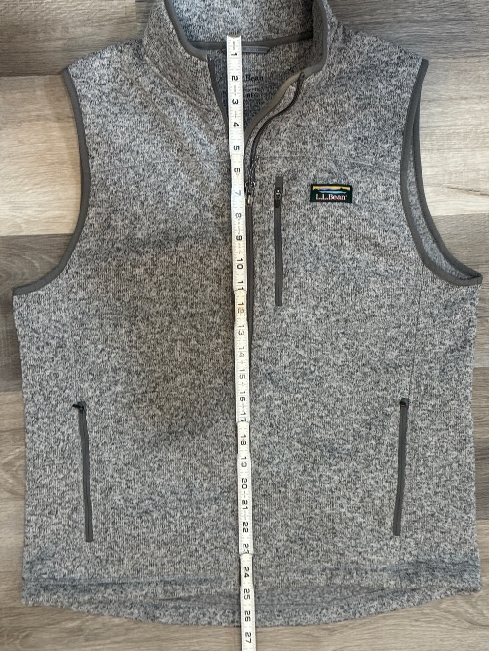 L.L. Bean Men's Heather Gray Full-Zip Fleece Vest - Picture 5 of 9